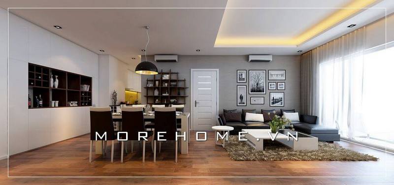 Thiết kế phòng khách liền phòng ăn đẹp
